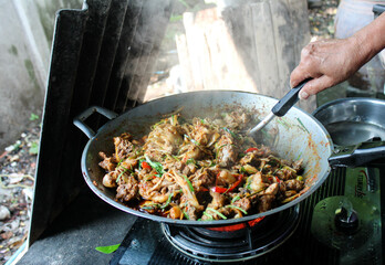 Thai food, spicy chicken stir-fry.
