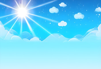 The season of summer, when trees and grass grow green and lush and feel warm, illustrated style painting