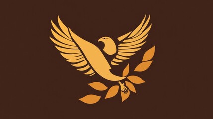 Obraz premium Logo design featuring an eagle, leaf, and bird elements with a creative nature concept.