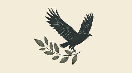 Obraz premium Logo design featuring an eagle, leaf, and bird elements with a creative nature concept.