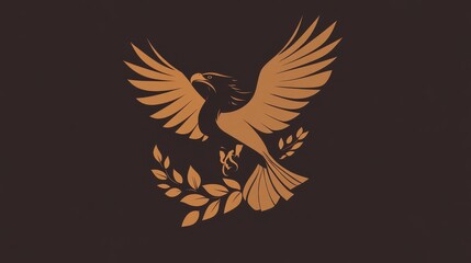 Obraz premium Logo design featuring an eagle, leaf, and bird elements with a creative nature concept.