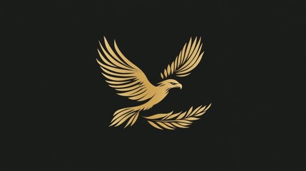 Obraz premium Logo design featuring an eagle, leaf, and bird elements with a creative nature concept.