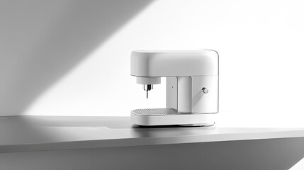 Modern White Coffee Maker on Sleek Surface