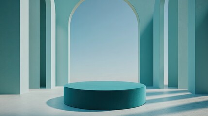 Fototapeta premium Modern Minimalist Studio with Blue Background