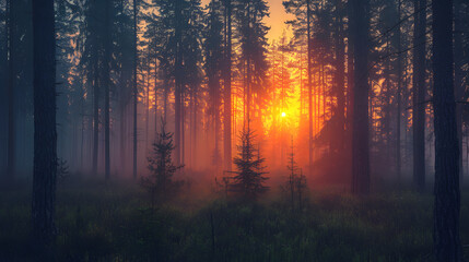 sunrise in the forest