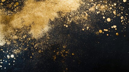 Golden Glitter Splash on Dark Background