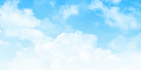 White cloud on blue sky. Vibrant Blue Sky with White Clouds in a Beautiful Summer Day stock photo. Vector illustration.