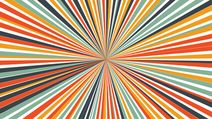 Multicolor Rays Sunburst Vector Design. Radial sunbeam background. Exploding star burst Japanese radius cartoon pattern abstract background.