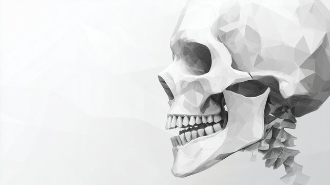 Geometric Skull: Low Poly Human Skull Profile 