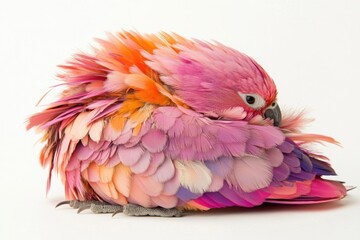 Fototapeta premium Colorful Bird with Vibrant Feathers on White Background