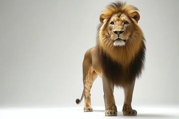 Obraz premium Majestic Lion Portrait on Neutral Background