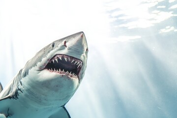 Obraz premium Close-Up of a Shark in Clear Ocean Water