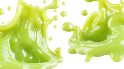 Green Slime Splats in a Set of Halloween-themed Splashes Generative AI