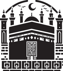 kaabah icon design, mecca ka'bah. vector illustration for islamic event, web, print or pictogram assets, hajj, umrah, ramadan kareem, ied mubarak