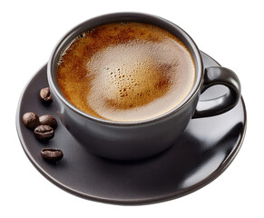 Fototapeta premium Coffee cup with saucer and coffee beans on white isolate background.