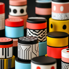Modern Beauty Concepts: Women in Dynamic Urban and Natural Environments, Featuring Bold Geometric Designs and Retro Album Cover Inspirations