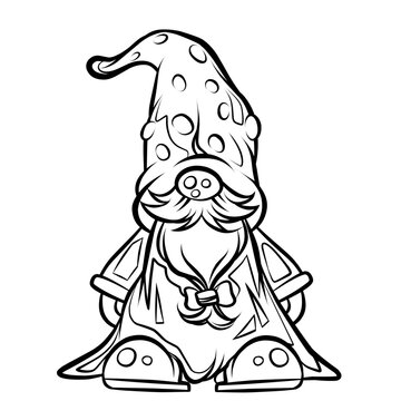 recommend clip art: gnome drawing with black lines on a white background