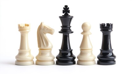 Elegant Chess Pieces Displayed on a Pristine White Background
