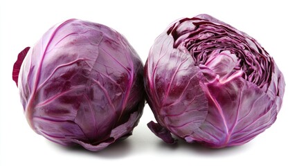 Red cabbage displayed on a white background