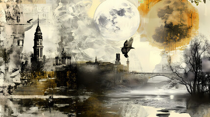 Mixed media a digital collage inspired design featuring a mix o. Collage Mixed Media. Illustration