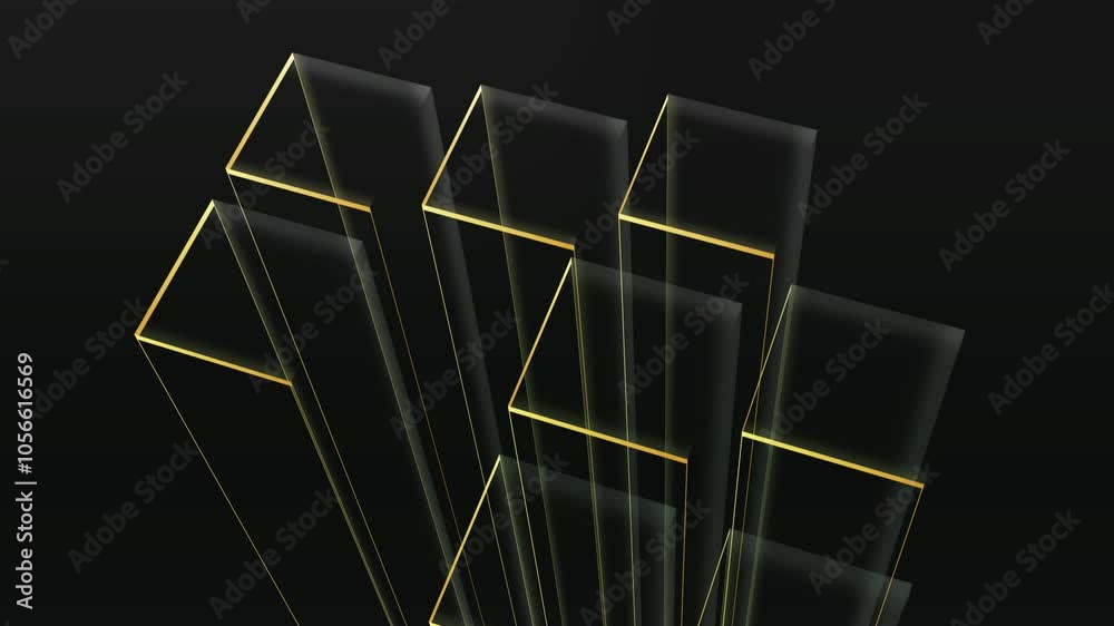 Wall mural cube gold black background animated footage abstract element for motion graphic,loop animation on ba