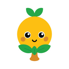 Minimalist orange tree icon illustration, perfect for eco-friendly branding and organic product design. Ideal for fresh, sustainable, and nature-inspired branding projects.