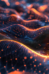 Holographic waves converging to form a digital node, representing central data points