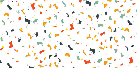 Abstract pattern with colorful dots and dashes.