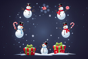 christmas card with deer and snowflakes, Christmas decoration prop set icon, christmas tree with gift boxes