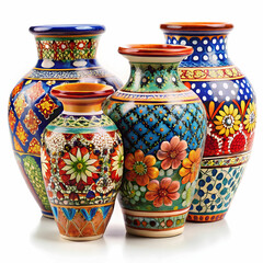A colorful traditional pottery piece, adorned with intricate patterns and vibrant colors, reflecting the rich cultural heritage and craftsmanship of artisanal ceramics.