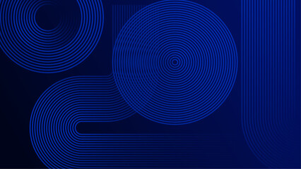 Blue Abstract Geometric Pattern with Circles and Lines