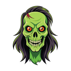 zombie skull with different long and short hair