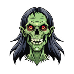 zombie skull with different long and short hair