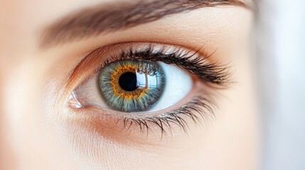 Obraz premium Close up of a female eye showcasing the concept of Eye ID against a white background