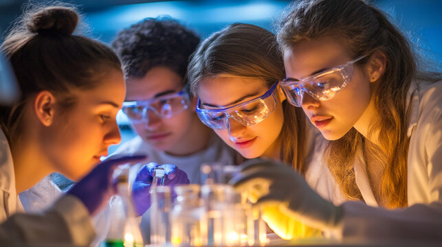 Students conducting experiments in a science lab during a practical session