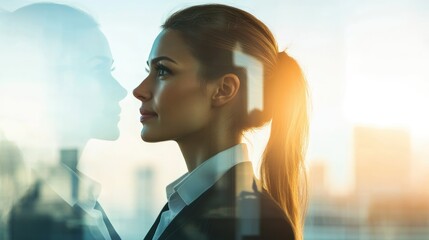 Concept of delegation illustrated by a reflective businesswoman