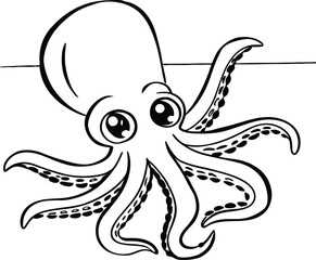 Octopus vector illustration black and white 