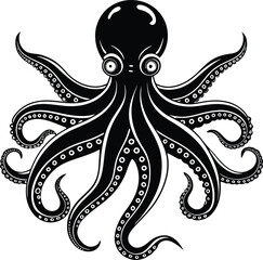 Octopus vector illustration black and white 