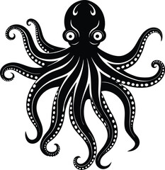 Octopus vector illustration black and white 