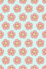 seamless pattern background with happy cute flower