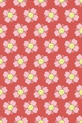 seamless pattern background with happy cute flower
