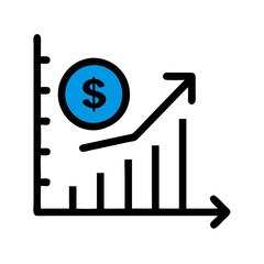 Financial growth icon with graph and dollar symbol

