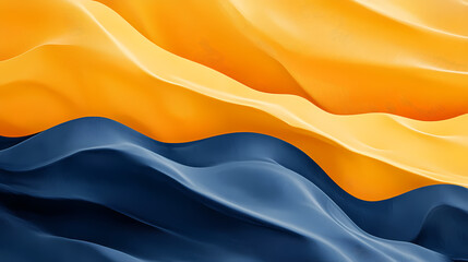 Vibrant 3d gradient waves with mesh glow in light yellow and navy tones. Gradient Mesh. Illustration