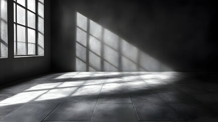 Window Light in Empty Room -  Dark Interior Design Background
