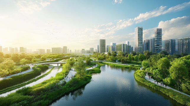 Forum on eco-city planning with experts in sustainable architecture, green infrastructure, and urban resilience for a greener future