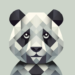 Fototapeta premium Dieser Panda, in faszinierenden geometrischen Formen dargestellt, verbindet Ruhe und Stärke auf einzigartige Weise. Die klare, präzise Struktur hebt die liebenswerte Ausstrahlung dieses Pandas hervor.