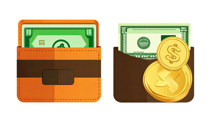 Wallets With Cash and Coins Representing Online Payment Concepts Generative AI