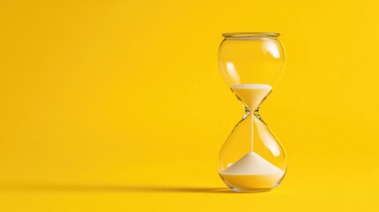 Hourglass on a vibrant yellow background