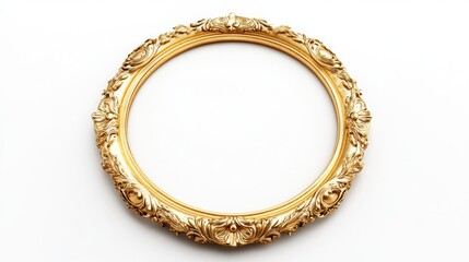 Vintage gold frame on a white background with clipping path