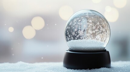 Empty snow globe for a minimalist design mockup A magical crystal ball perfect for Christmas souvenirs and templates Includes space for personalized messages